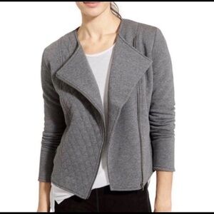 Athleta Gray Belvedere Quilted Asymmetrical Moto Jacket Size XL cotton